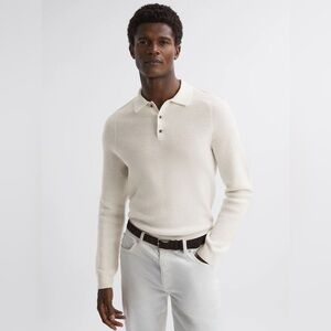 Reiss Holms Wool Long Sleeve Knit Polo